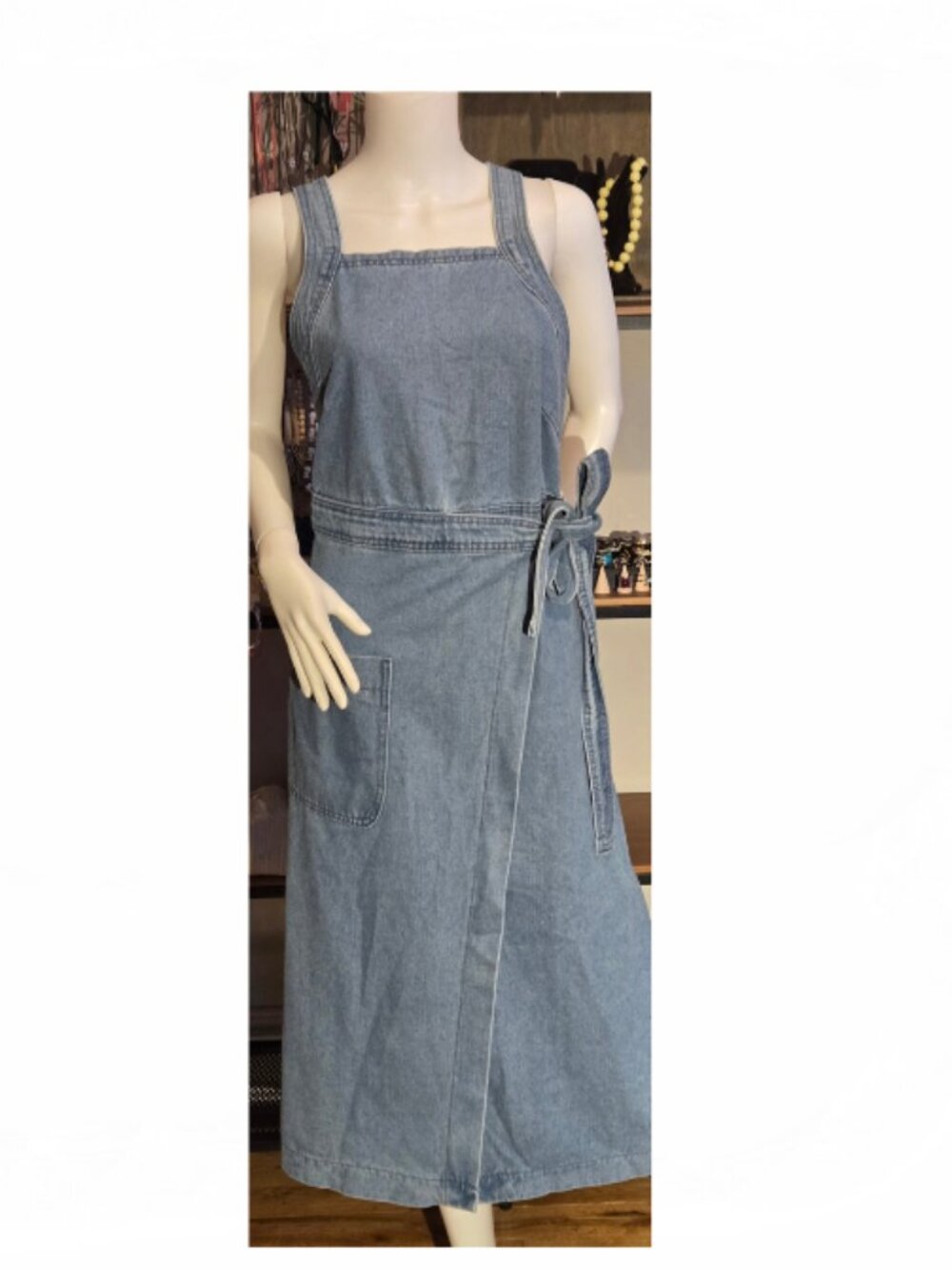 New Stella Bib Denim Dress Large - Picture 5 of 12